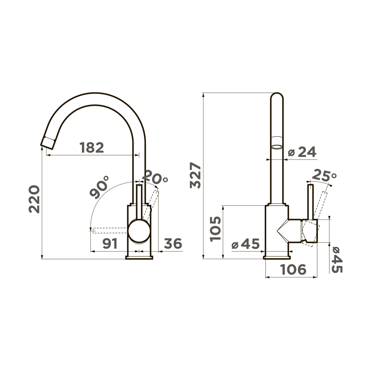 Omoikiri Shinagawa LG Смеситель для кухни без гибкого излива, цвет: светлое золото 4994481