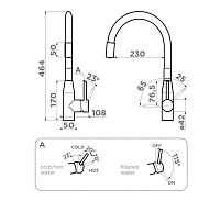 Omoikiri Yatomi 2 Plus BN-WH Смес. для кухни с гибк. изливом и возм. подкл. фильтр, цвет:нерж. сталь 4994345