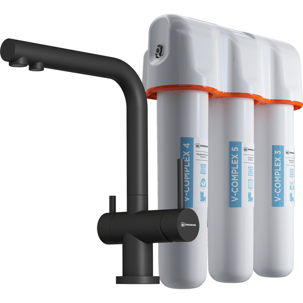 Omoikiri Смеситель для кухни с фильтром в комплекте, цвет: черный 4047.8028P