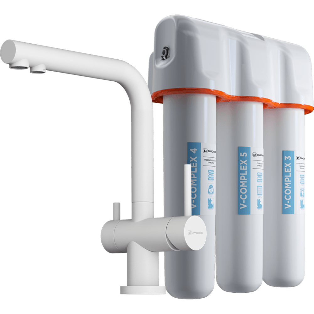 Omoikiri Смеситель для кухни с фильтром в комплекте, цвет: белый 4054.8028P