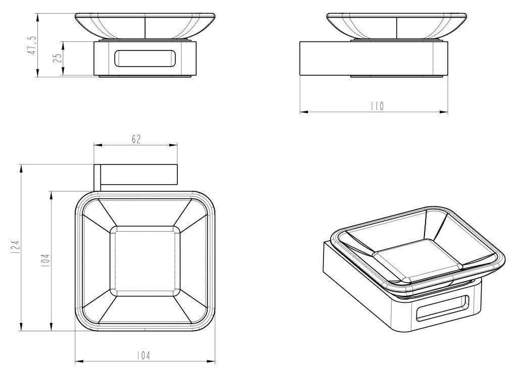 Boheme Q Мыльница со стеклянной чашей, подвесная, цвет: bronze 10943-BR
