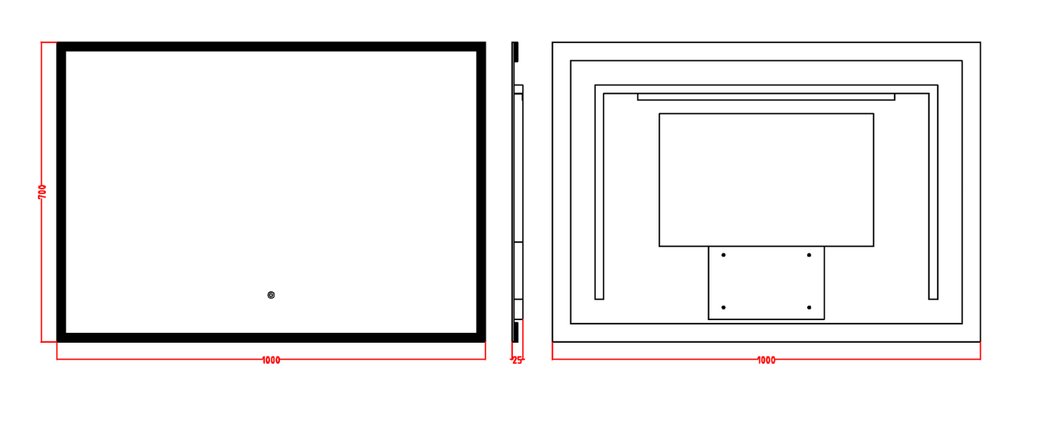 Boheme Зеркало 100x70h см без рамы, с подсветкой и сенсором, цвет: chrome 544-100