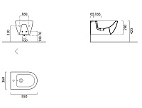 GSI Pura Биде подвесное 55x36 см, с 1 отверстием под смеситель, без крепления, цвет: cenere matte 8865117