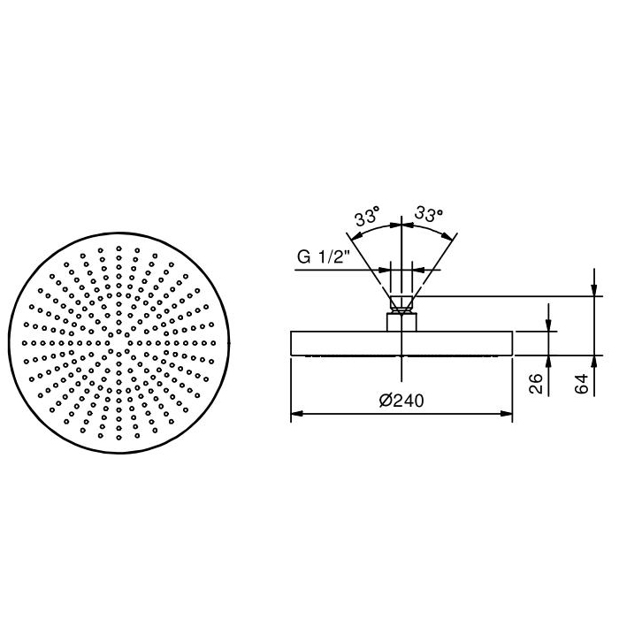 Fantini Venezia Верхний душ d24 см, без кронштейна, цвет: черный матовый 86 13 8083