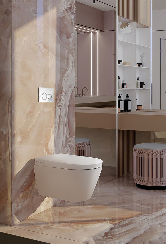 Tece Spring Унитаз подвесной, безободковый, застенный модуль с функцией биде, цвет: белый глянцевый S955799