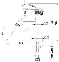 Remer Atelier Смеситель для раковины, без д/к, высота излива 8,4 см, цвет: oro spazzolato AL12BG