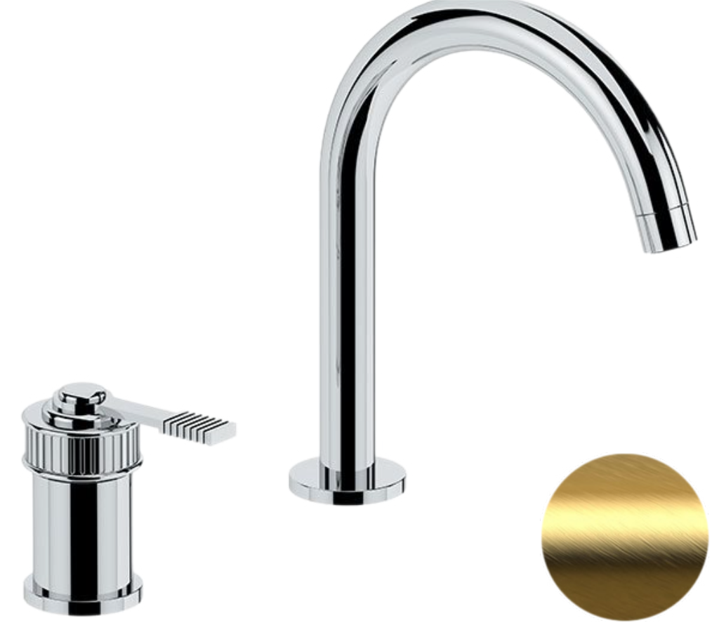 Remer Atelier Смеситель для раковины, без д/к, высота излива 14,1 см, цвет: oro spazzolato AL57BG