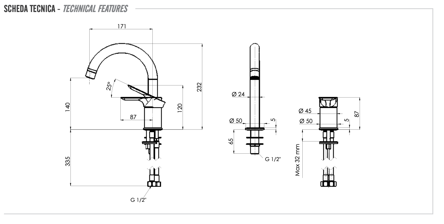 Remer Infinity Смеситель для раковины, без д/к, высота излива 14 см, цвет: visual inox I57XV