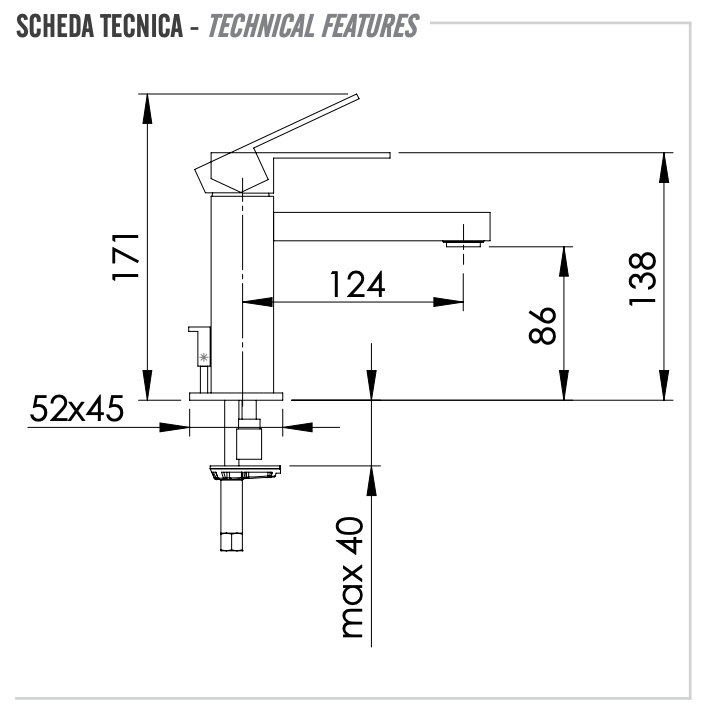 Remer Q-Design Смеситель для раковины, с донным клапаном, высота излива 8,6 см, цвет: cromo QD10