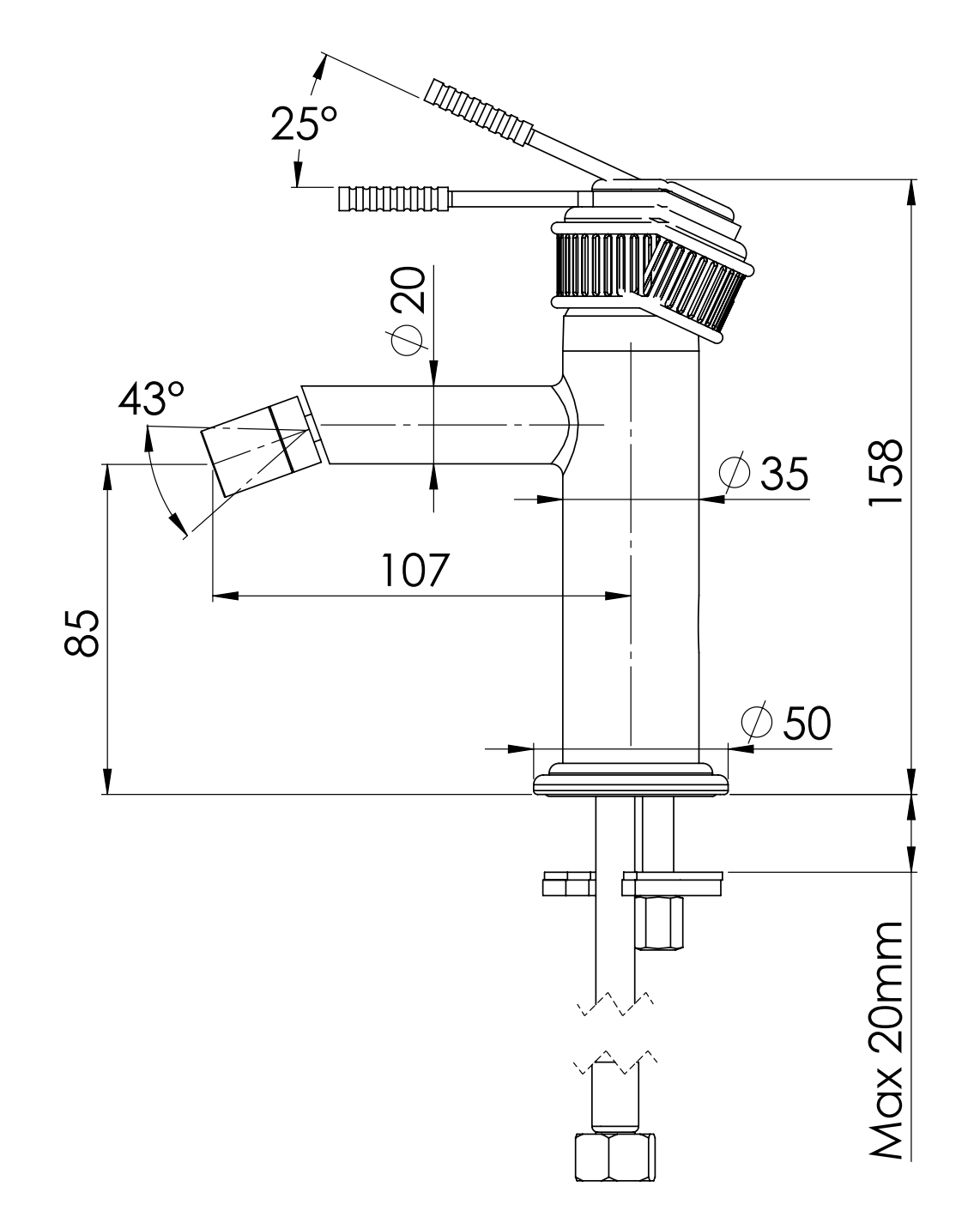 Remer Atelier Смеситель для биде, без донного клапана, цвет: cromo AL22