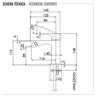 Remer Absolute Смеситель для биде, без донного клапана, цвет: cromo AU21