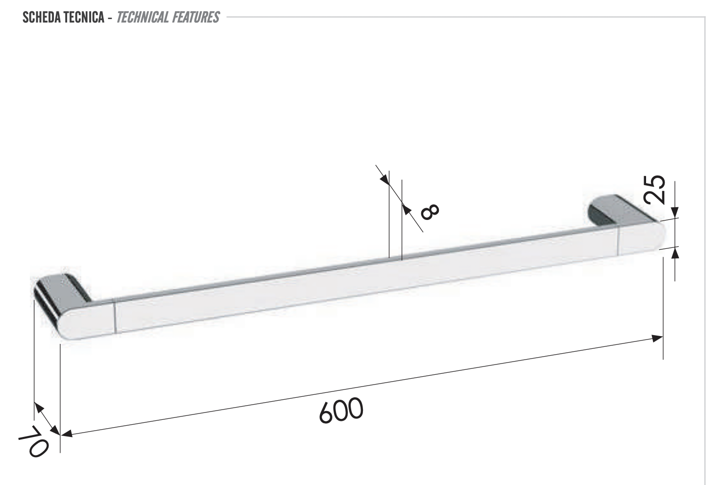 Remer Lounge Полотенцедержатель 60 см, подвесной, латунь, цвет: cromo nero spazzolato LN30CFP