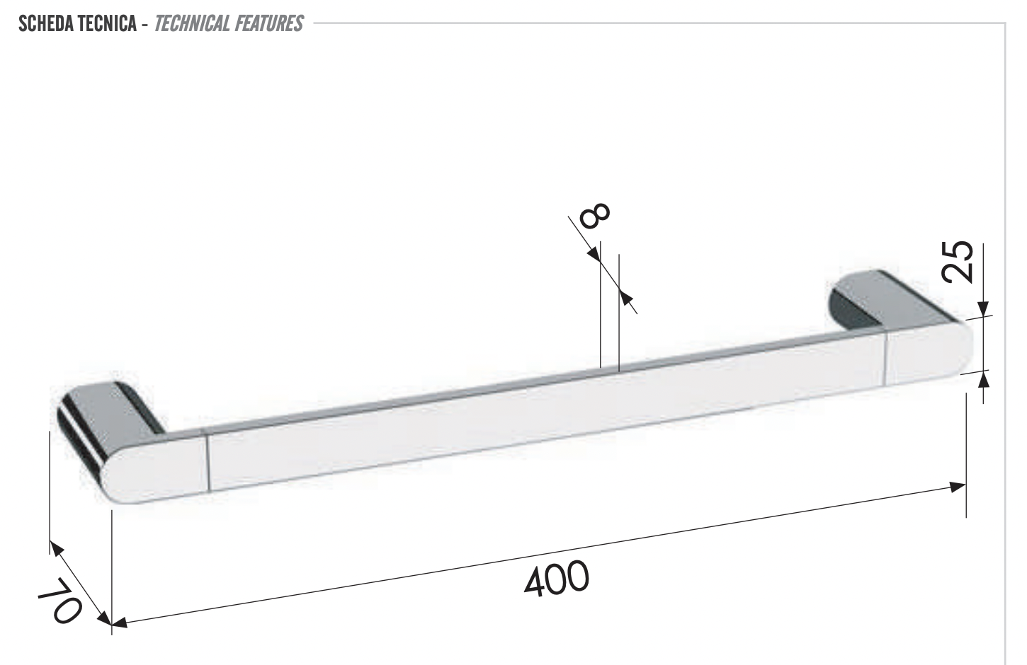 Remer Lounge Полотенцедержатель 40 см, подвесной, латунь, цвет: visual inox LN40XV