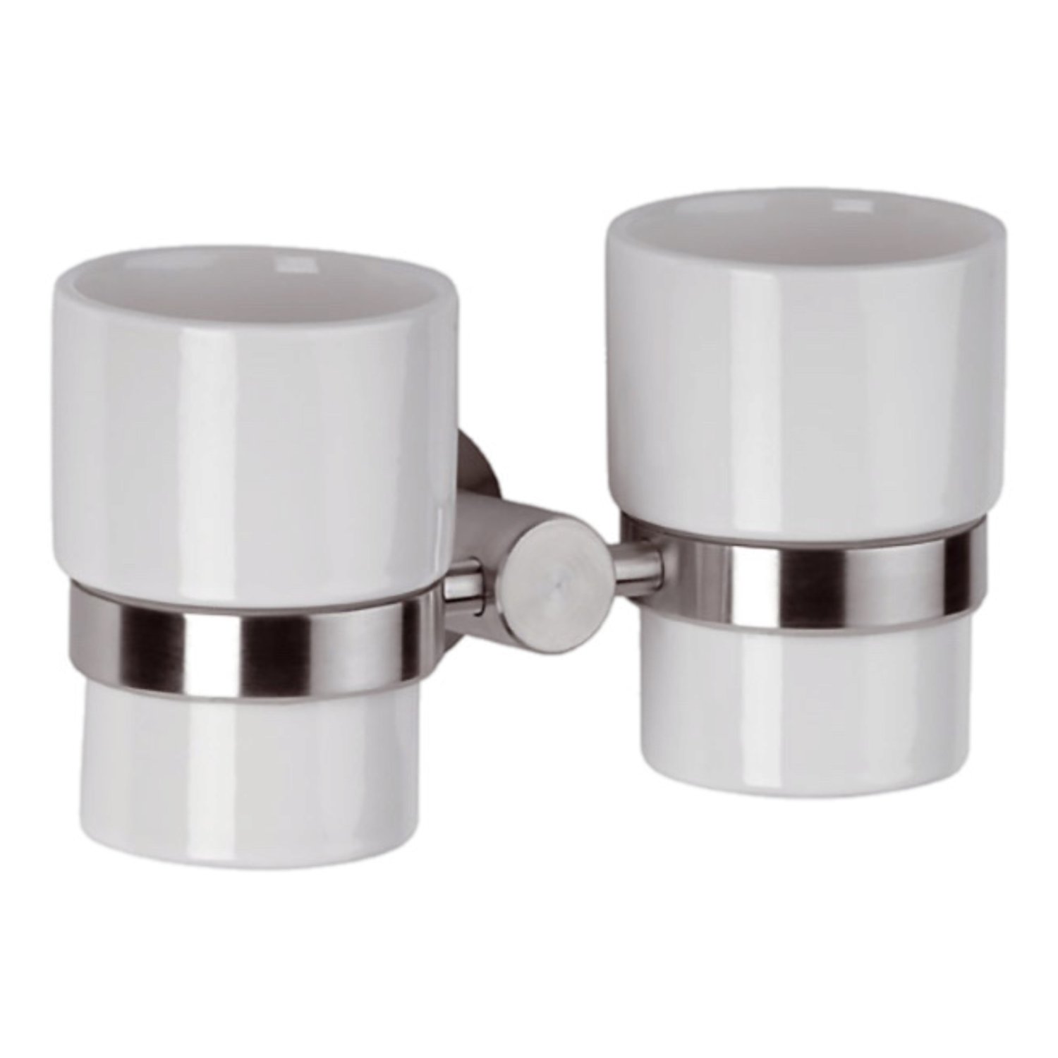 Remer Minimal Inox Стакан двойной подвесной, керамический, цвет: inox/cromo Mi16INOXCR