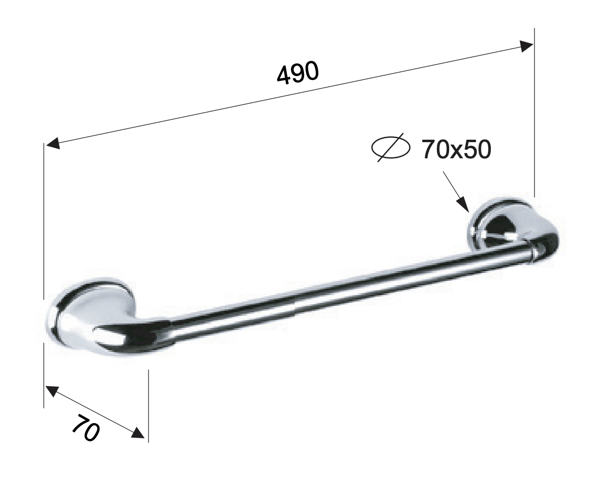 Remer 900 Полотенцедержатель 49 см, подвесной, латунь, цвет: cromo NV40CR