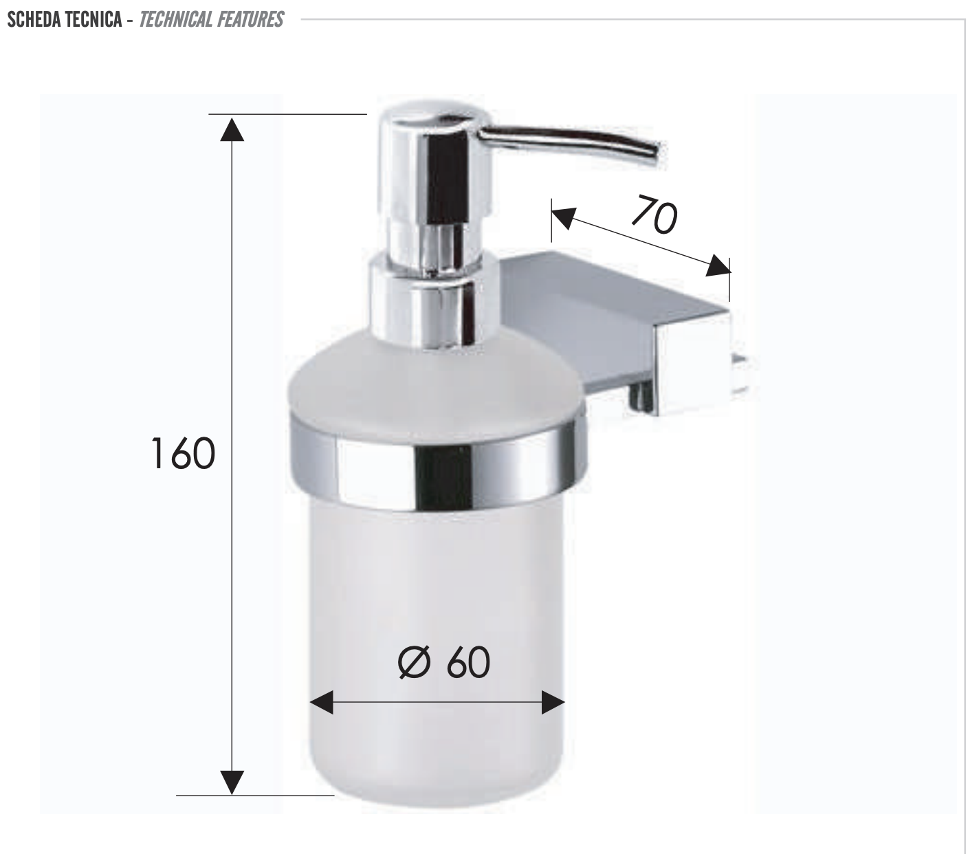 Remer SQ Дозатор, подвесной, стеклянная колба, цвет: cromo SQ13CR