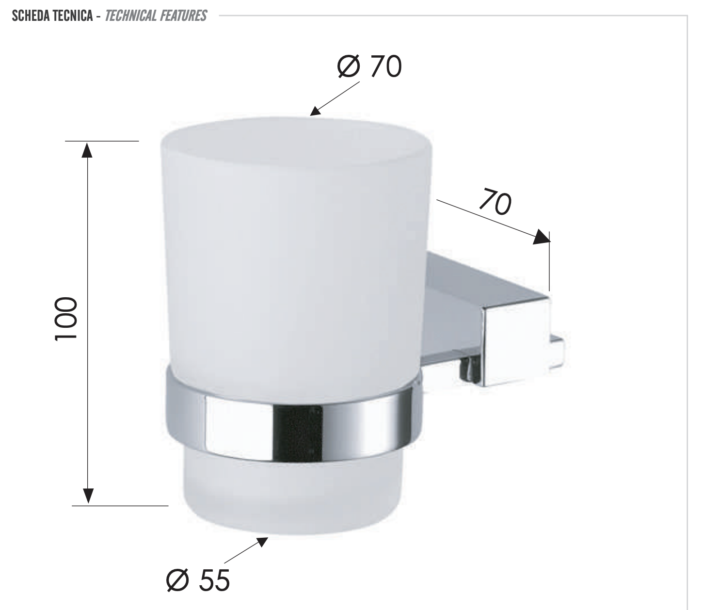 Remer SQ Стакан подвесной, из матового стекла, цвет: cromo SQ15CR