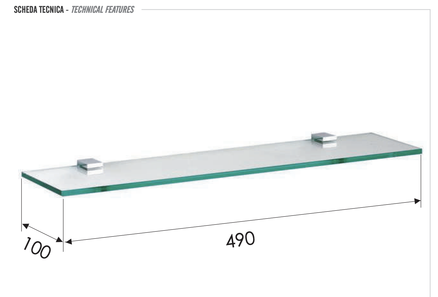 Remer SQ Полка стеклянная 49 см, цвет: cromo SQ20CR