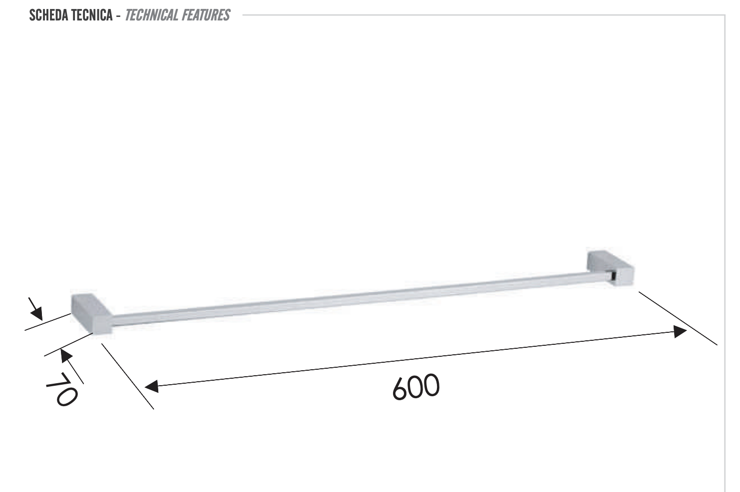 Remer SQ Полотенцедержатель 60 см, подвесной, латунь, цвет: cromo SQ30CR