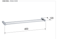 Remer SQ Полотенцедержатель двойной 60 см, подвесной, латунь, цвет: cromo SQ33CR