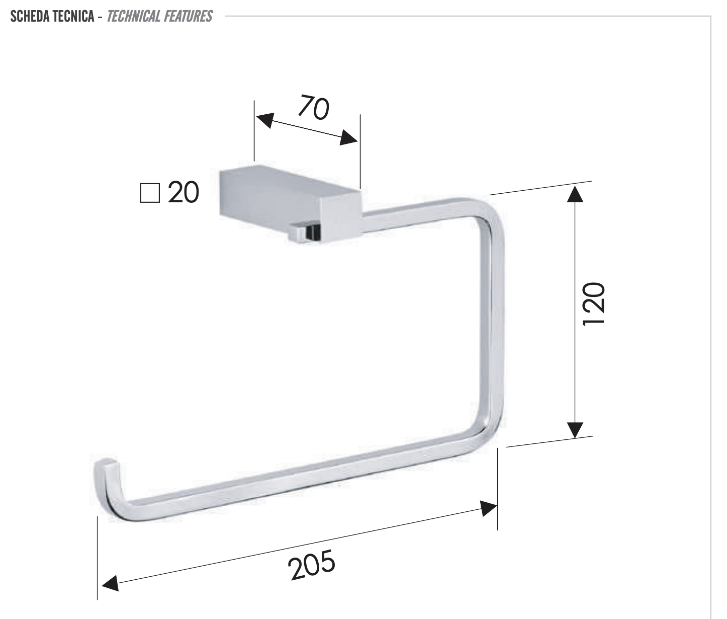 Remer SQ Полотенцедержатель подвесной кольцевой, латунь, цвет: cromo SQ44CR