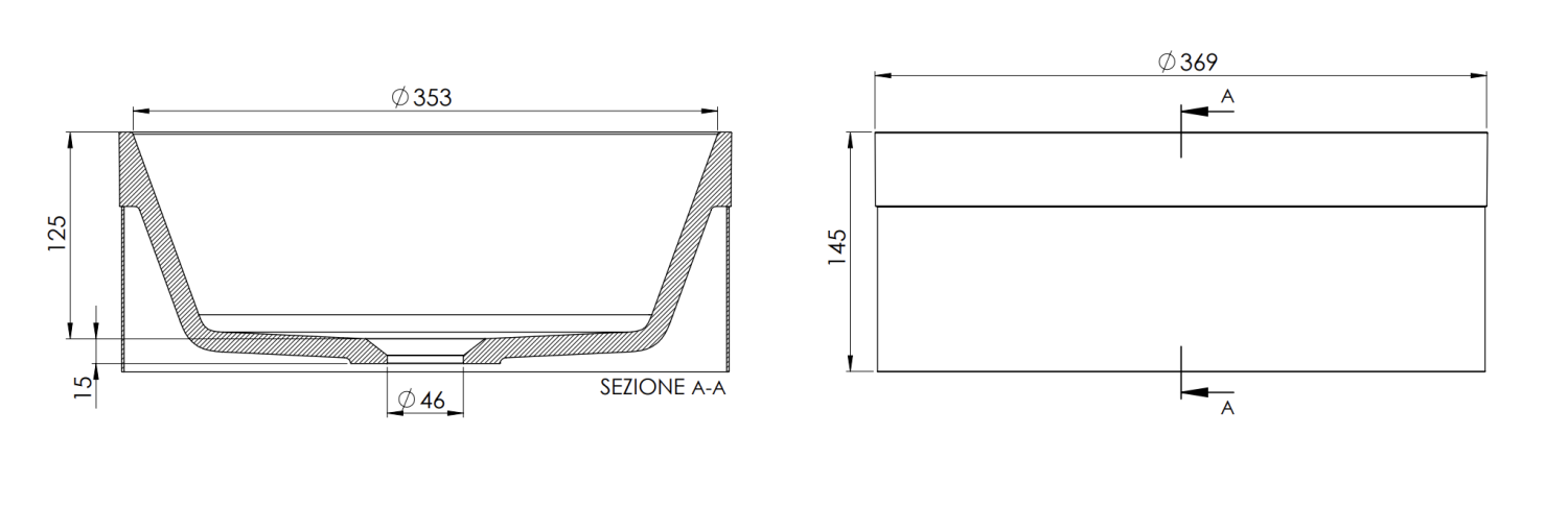 Remer Раковина чаша d37x14,5h см, без прелива, цвет: cromo RB902CR