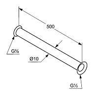 Kludi Медная труба для раковины 50 см, с двойной отбортовкой для G 1/2 или G 3/8, цвет: хром 1620305-00
