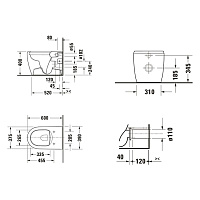 Duravit Qatego Унитаз приставной 39x60 см, безободковый, без крышки-сиденья, цвет: белый 2020090000