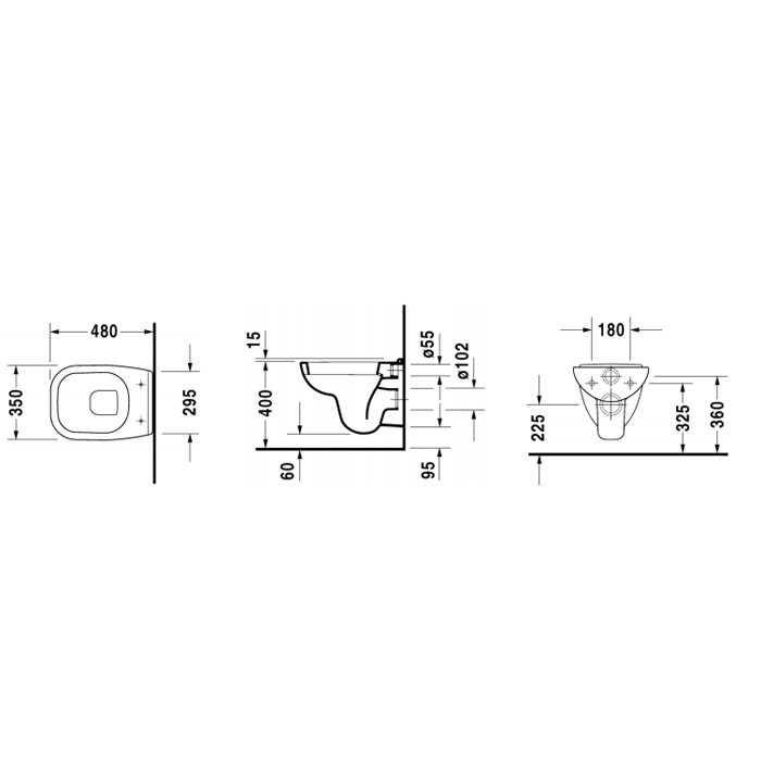 Duravit D-Code Унитаз подвесной 35x48 см, цвет: белый глянцевый 22110900002