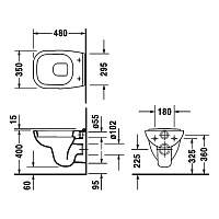 Duravit D-Code Унитаз подвесной 35x48 см, крышка-сиденье отдельно, цвет: белый 22110900002