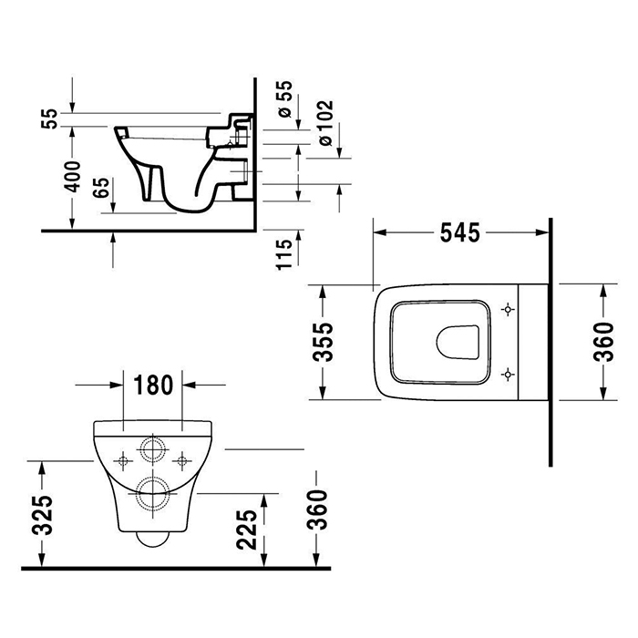 Duravit PuraVida Унитаз подвесной, с креплением, 36x54,5 см, цвет: белый 2219090000