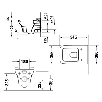 Duravit PuraVida Унитаз подвесной 36x54,5 см, цвет: белый глянцевый 2219090000