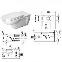 Duravit D-Code Унитаз подвесной 36x70 см, крышка-сиденье отдельно, цвет: белый 22280900002