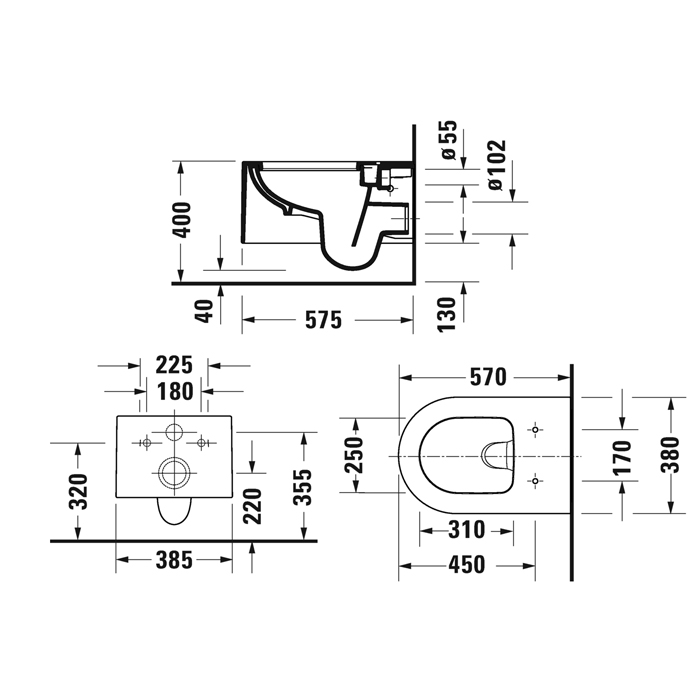 Duravit Millio Унитаз подвесной, с креплением, 38x57 см, цвет: корица матовая 250509FC