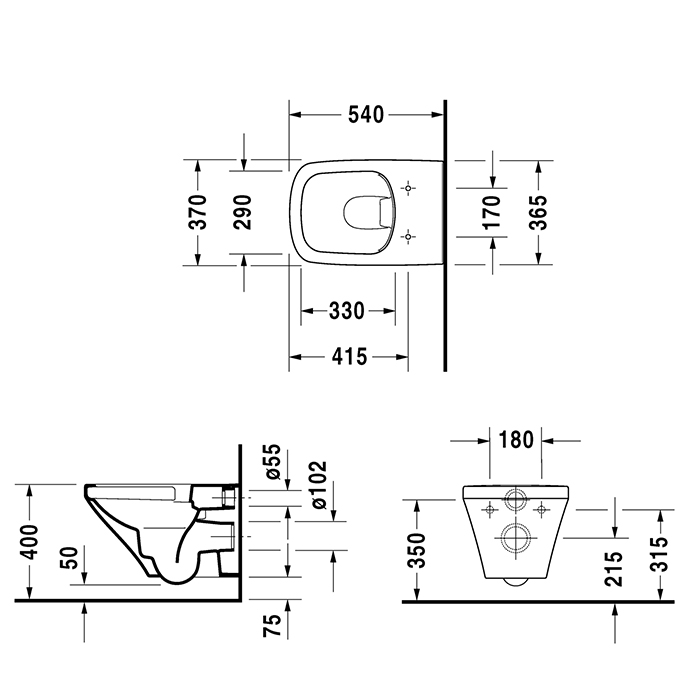 Duravit DuraStyle Унитаз подвесной безободковый, с креплением, 37x54 см, цвет: белый 2538090001