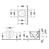 Duravit Soleil by Starck Унитаз подвесной безободковый 37x48 см, цвет: белый глянцевый 2590092000