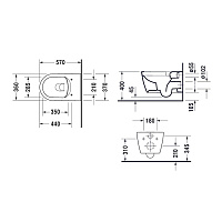 Duravit Me by Starck Унитаз подвесной 37x57 безободковый с крышкой микролифт, цвет: белый глянцевый 45290900A11