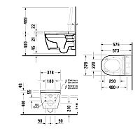 Duravit Starck 1 Унитаз подвесной 37.5x57.5 см безободковый с крышкой и биде, цвет: белый глянцевый 650002012004300 (2510092000+612001012000310)