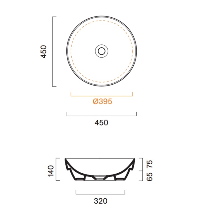 Catalano Sfera Раковина чаша d45x14h см, без перелива, покрытие Cataglaze, цвет: белый глянцевый 0524450001