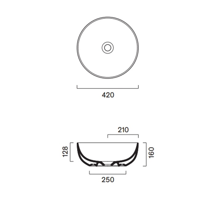 Catalano Sfera Раковина чаша d42x16h см, без перелива, покрытие Cataglaze, цвет: белый глянцевый 0523430001