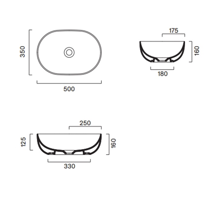 Catalano Sfera Раковина чаша 50x35x16h см, без перелива, покрытие Cataglaze, цвет: белый глянцевый 0522500001