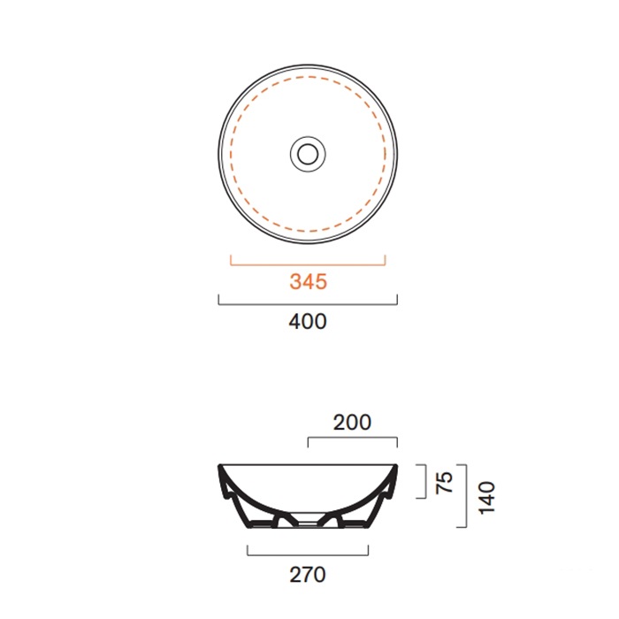 Catalano Sfera Раковина чаша d40x14h см, без перелива, покрытие Cataglaze, цвет: белый глянцевый 0524400001