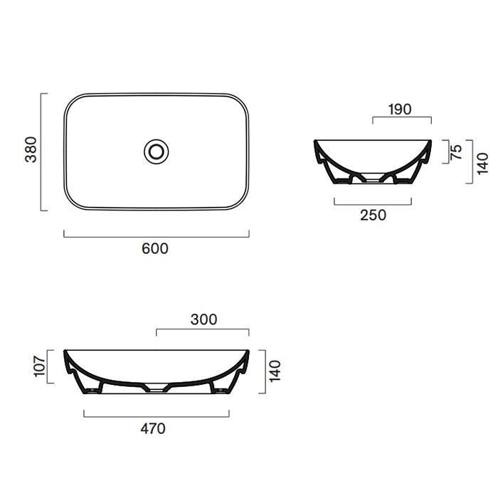 Catalano Green Раковина встраиваемая сверху 60x38 см, без перелива, Cataglaze, цвет: белый глянцевый 0424600001