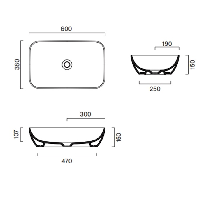 Catalano Green Раковина чаша 60x38x15h см, без перелива, покрытие Cataglaze, цвет: белый глянцевый 0422610001
