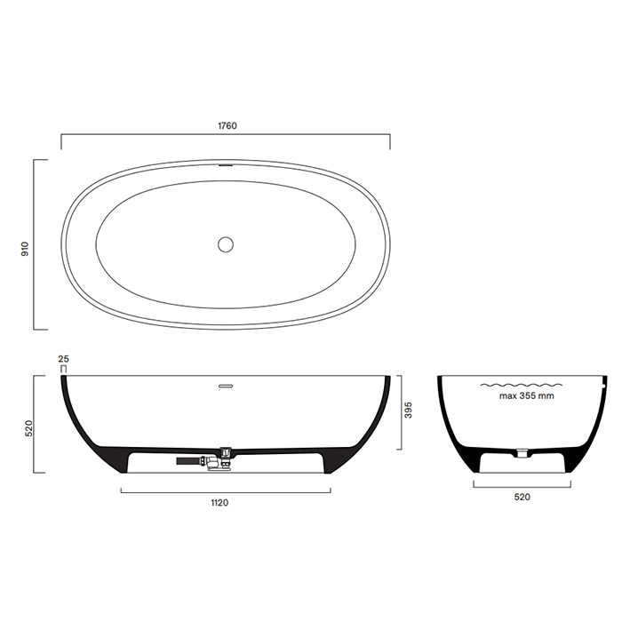 Catalano Vasca Ванна отдельностоящая 176x91 см, цвет: lino матовый 7239020030