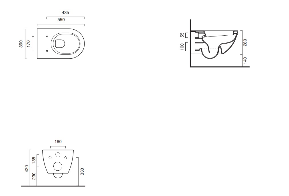 Catalano Royal Унитаз подвесной 36x55 см, покрытие Cataglaze, цвет: белый глянцевый 1VSCRN00