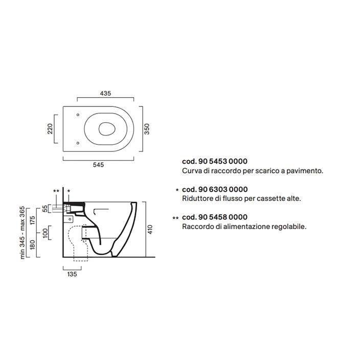 Catalano Sfera Унитаз приставной безободковый 35x55 см смыв торнадо, Cataglaze, цвет: цемент матовый 0514550023