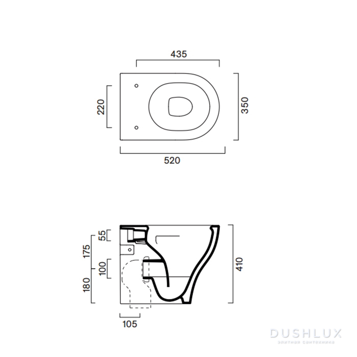 Catalano Sfera Унитаз приставной безободковый 35x52 см смыв торнадо Cataglaze, цвет: белый глянцевый 0512420001