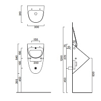 Catalano Comfort Писсуар подвесной со скрытым подводом воды покрытие Cataglaze, цвет: черный матовый 0932540022