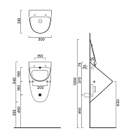 Catalano Comfort Писсуар подвесной со скрытым подводом воды покрытие Cataglaze, цвет: черный матовый 0932541022